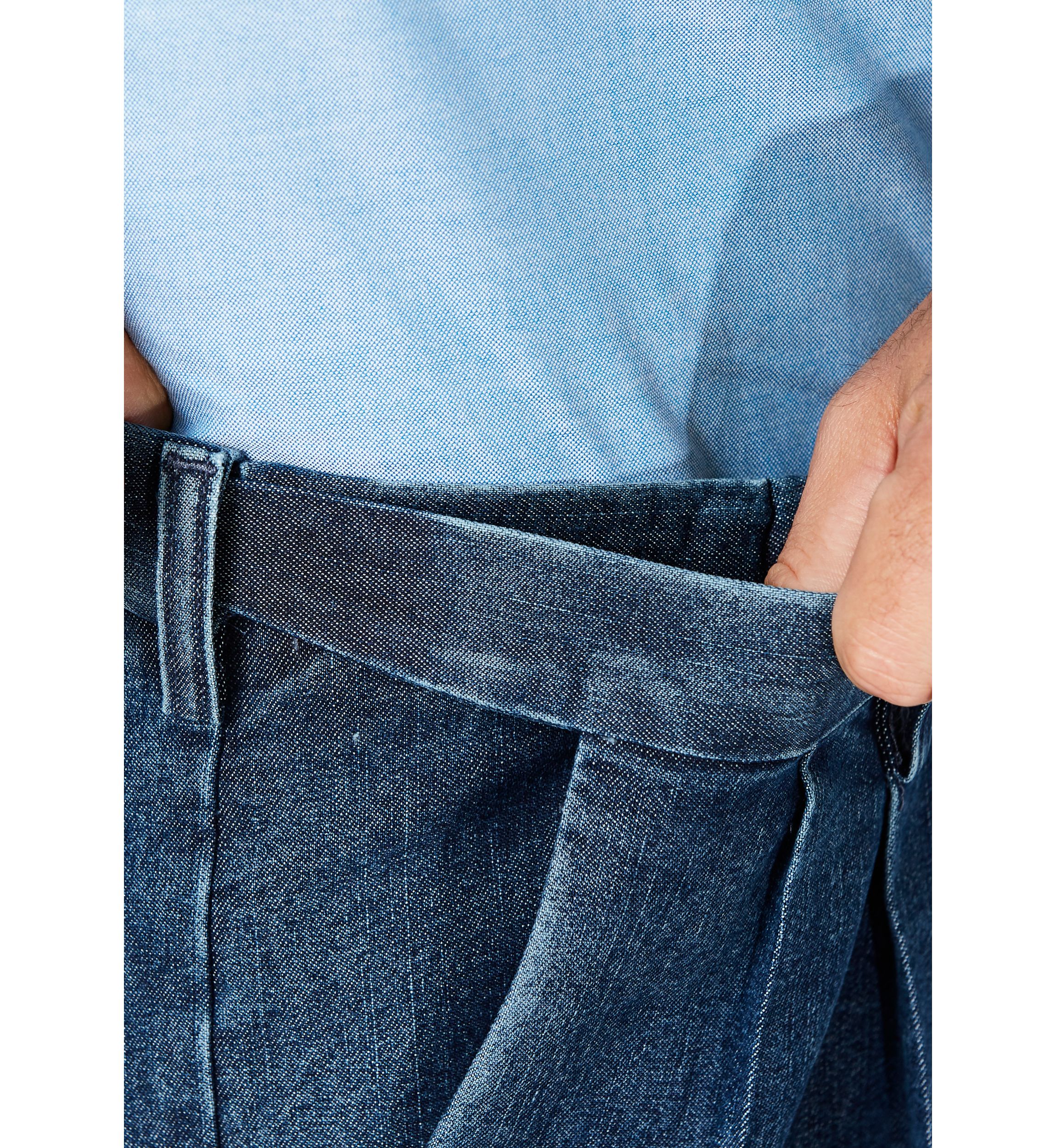 Stretch Denim Pleated Trousers 
