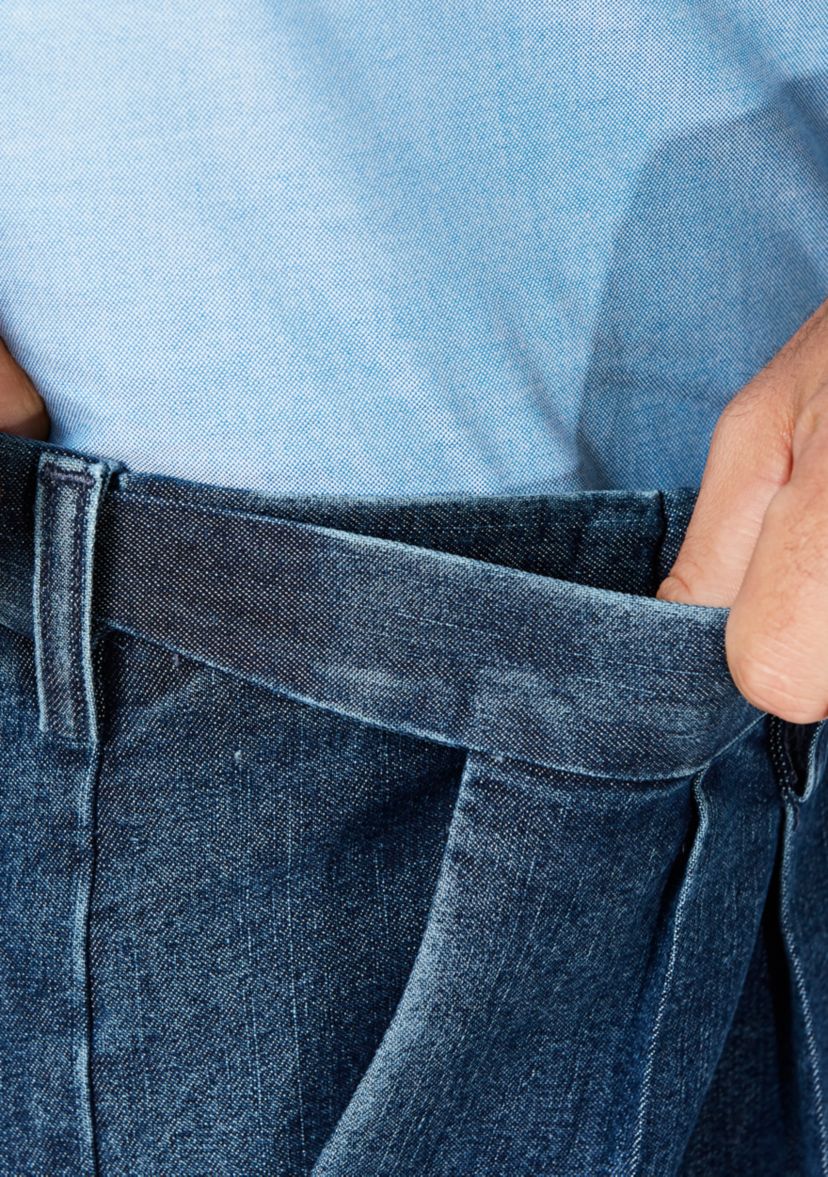 Stretch Denim Pleated Trousers 