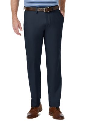Haggar Men's Cool 18 PRO Straight Fit Flat Front Pant, Navy Blue, 33 x 32