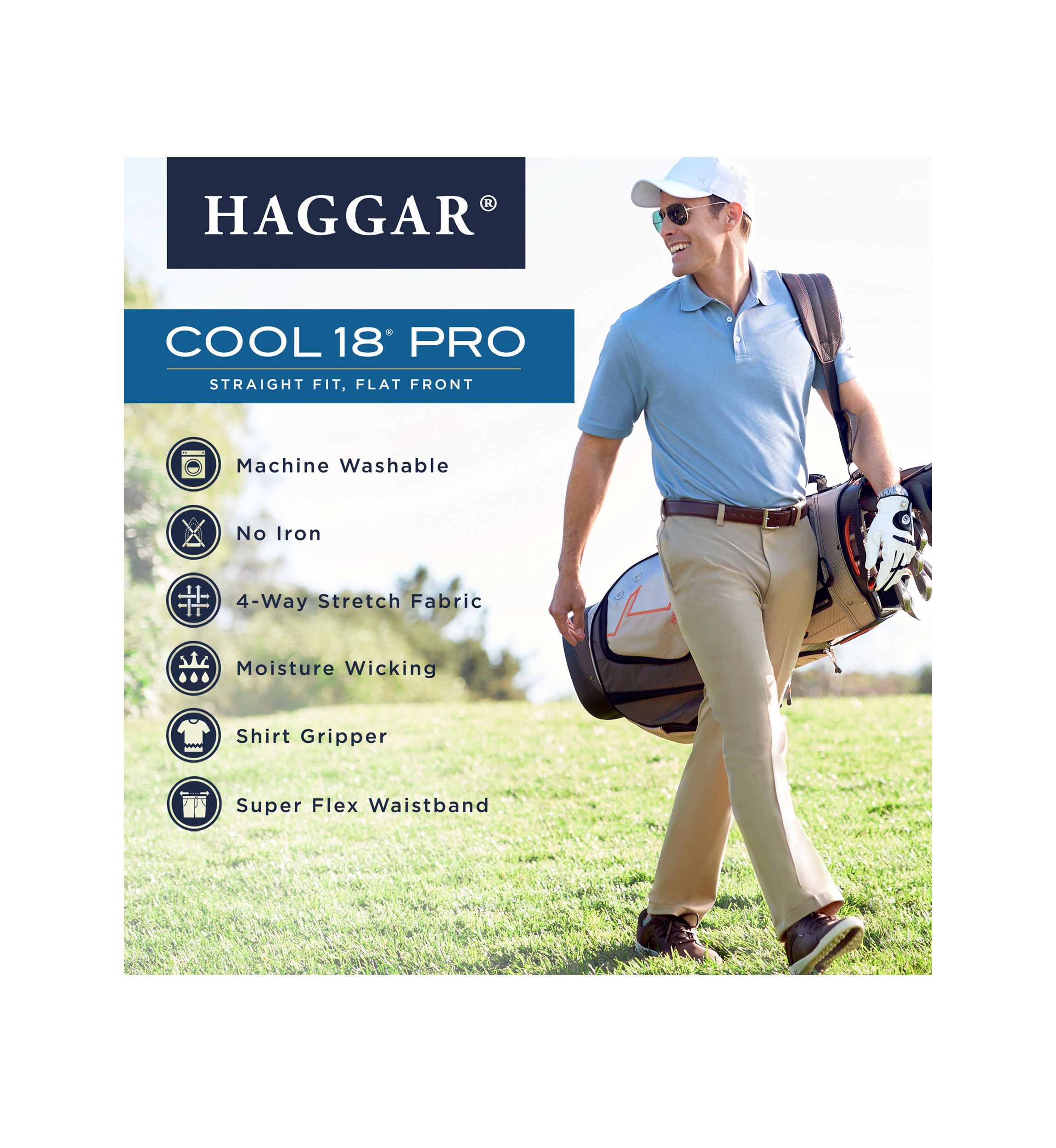 Cool 18® Pro Straight Fit Flat Front Heather Pant