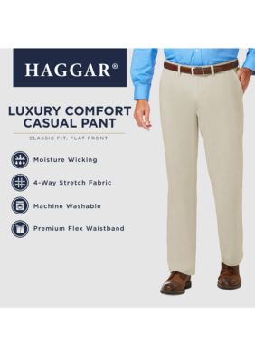 Luxury Comfort Chino Classic Fit Flat Front Casual Pants