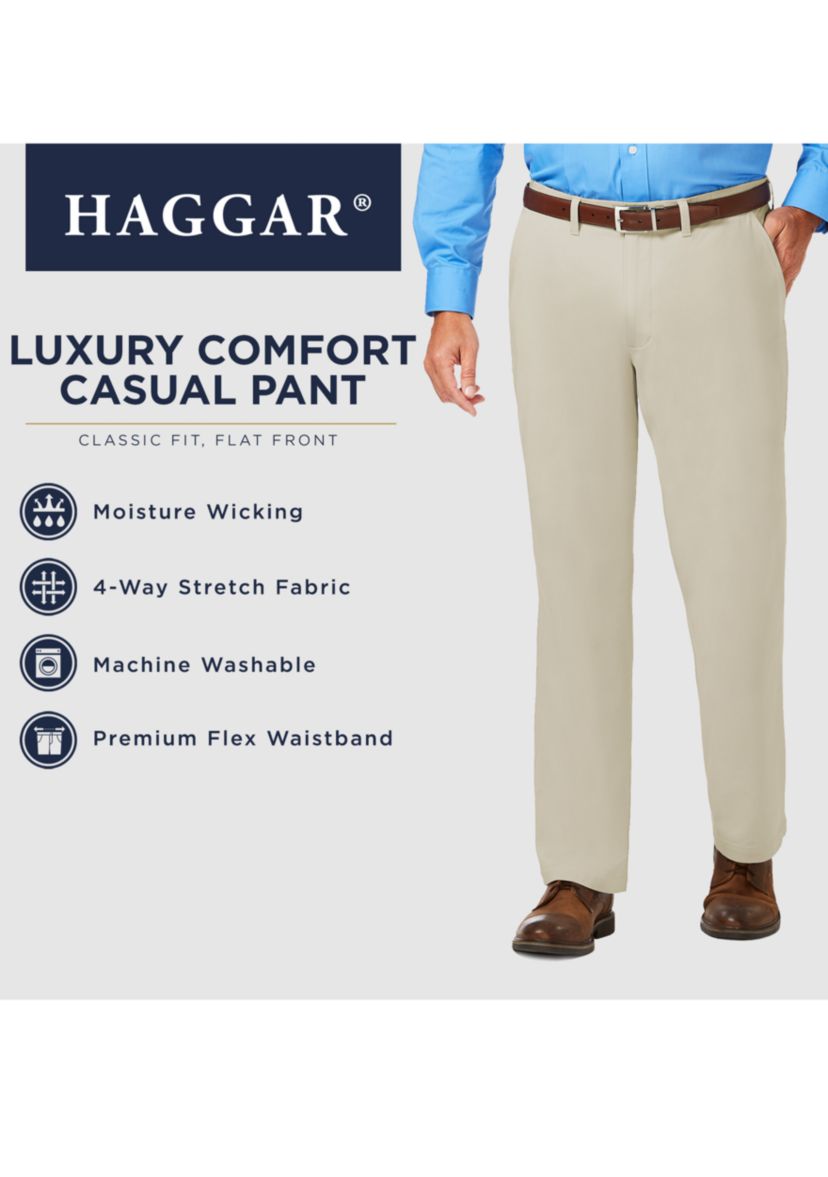 Luxury Comfort Chino Classic Fit Flat Front Casual Pants