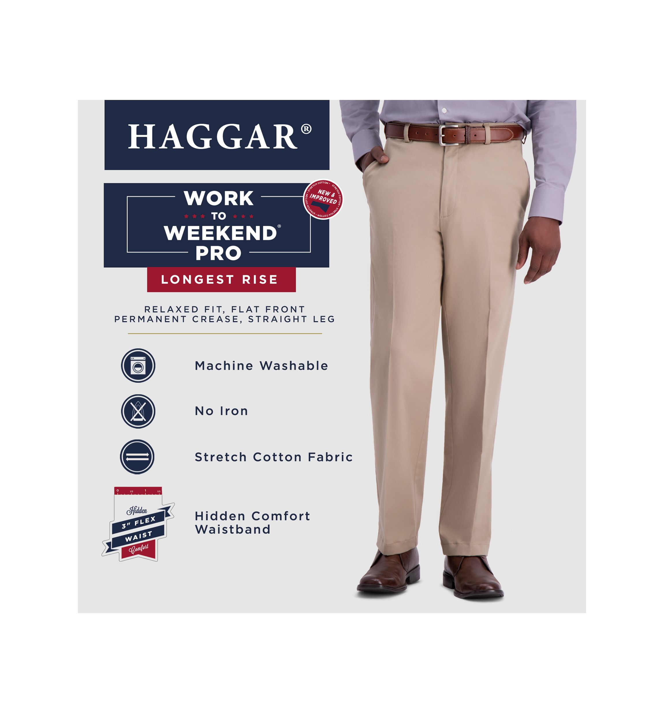Work To Weekend PRO Relaxed Fit Flat Front Casual Pants