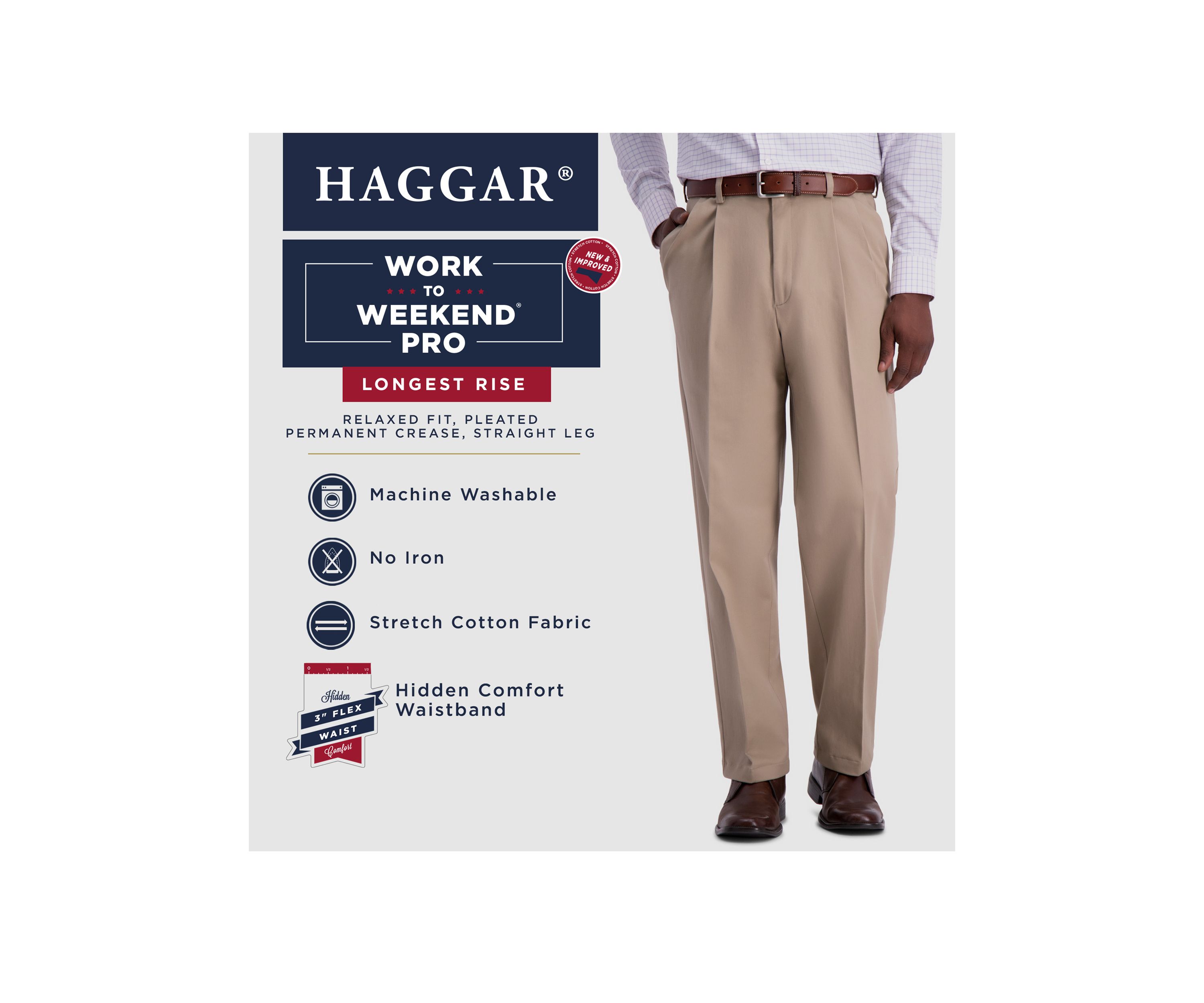 Work To Weekend PRO Classic Fit Relaxed Fit Pleat Front Casual Pants