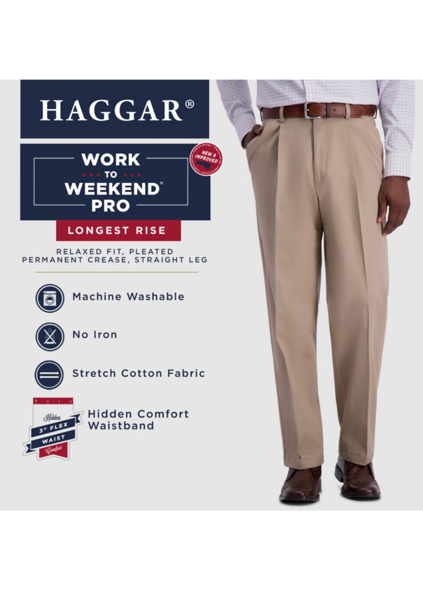 Work To Weekend PRO Classic Fit Relaxed Fit Pleat Front Casual Pants