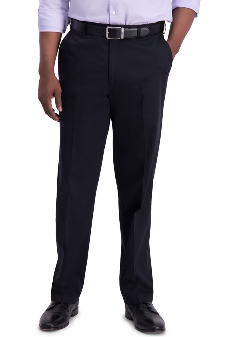 Mens Iron Free Premium Khaki Classic Fit Flat Front Hidden Comfort Waistband Casual Pants