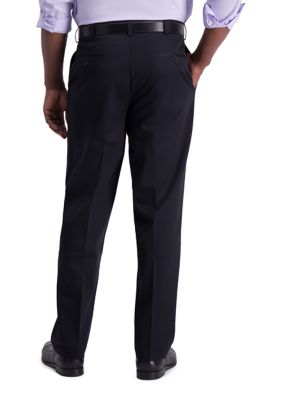 Men's Iron Free Premium Khaki Classic Fit Flat Front Hidden Comfort Waistband Casual Pants