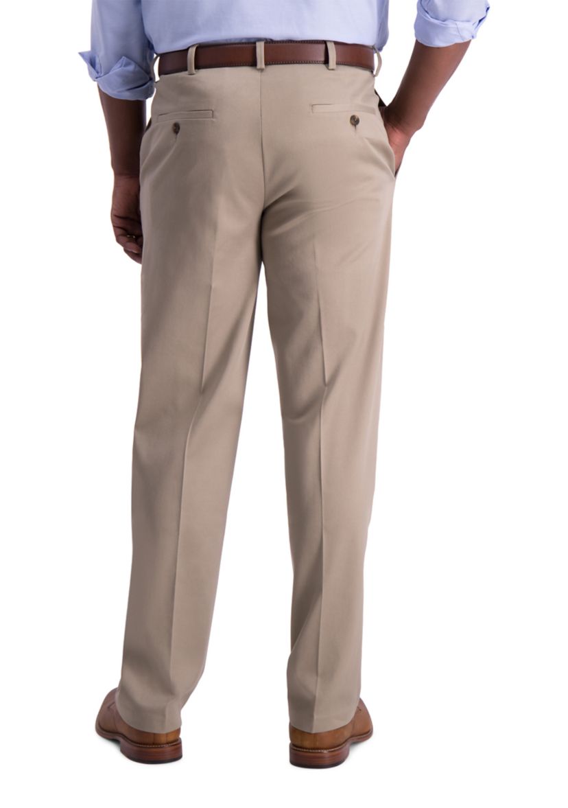 Mens Iron Free Premium Khaki Classic Fit Flat Front Hidden Comfort Waistband Casual Pants