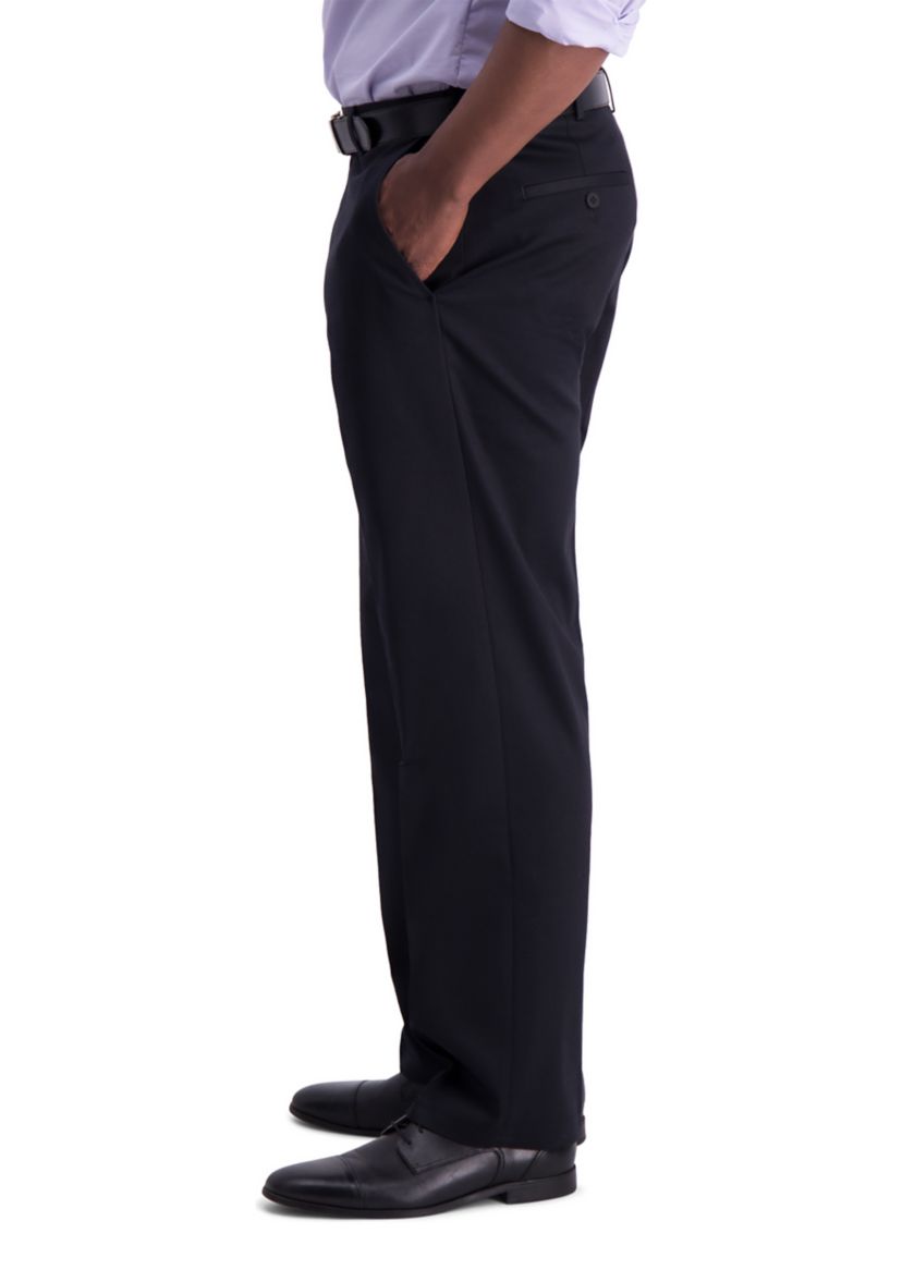 Mens Iron Free Premium Khaki Classic Fit Flat Front Hidden Comfort Waistband Casual Pants