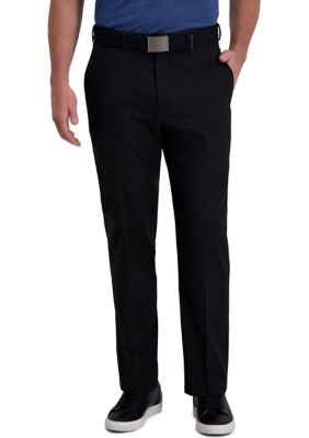 Haggar Men's Cool Right Performance Flex Solid Classic Fit Flat Front Pants, Black, 36 x 34