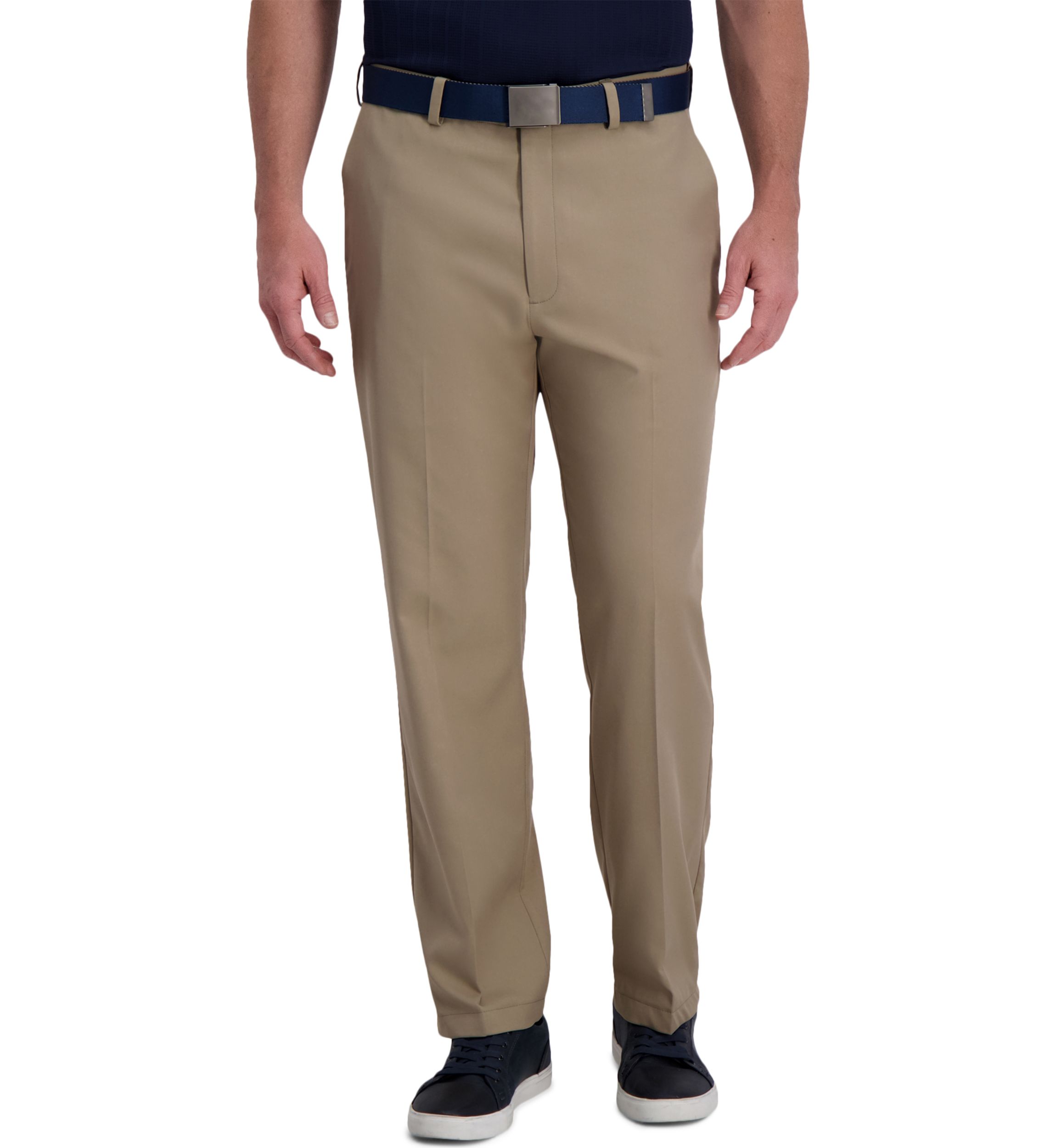 Mens Cool Right Performance Flex Solid Classic Fit Flat Front Pants