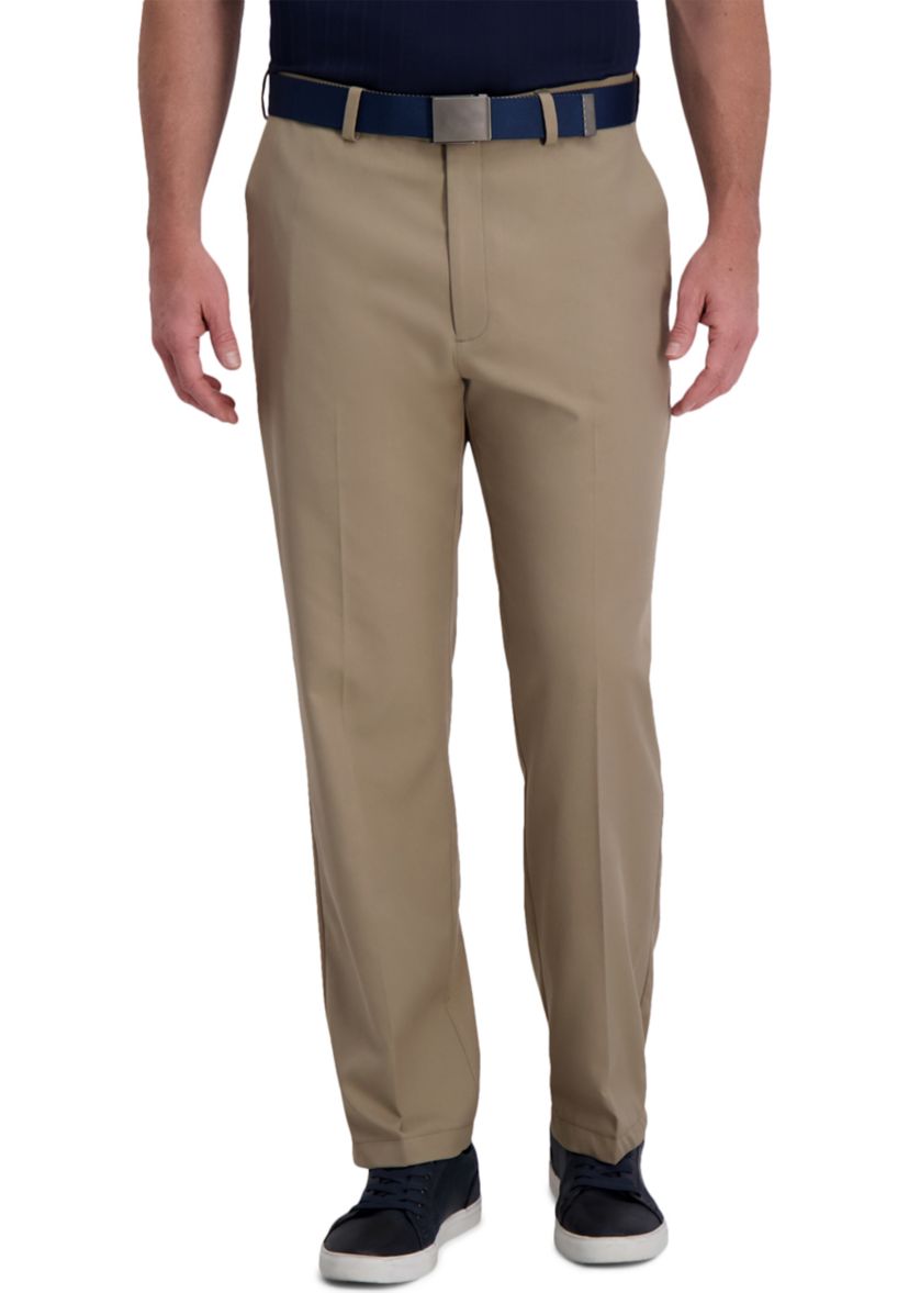 Mens Cool Right Performance Flex Solid Classic Fit Flat Front Pants