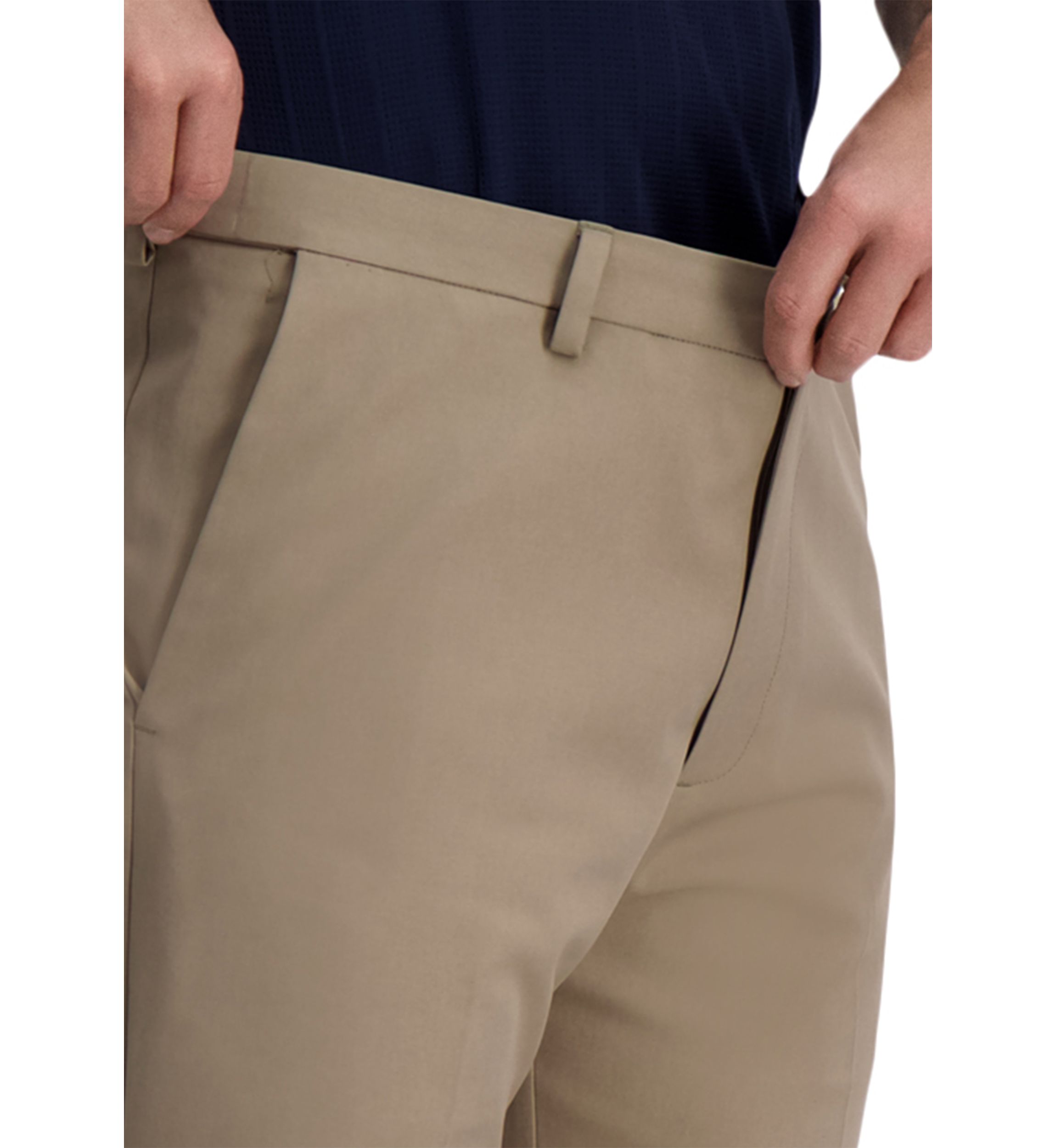 Mens Cool Right Performance Flex Solid Classic Fit Flat Front Pants