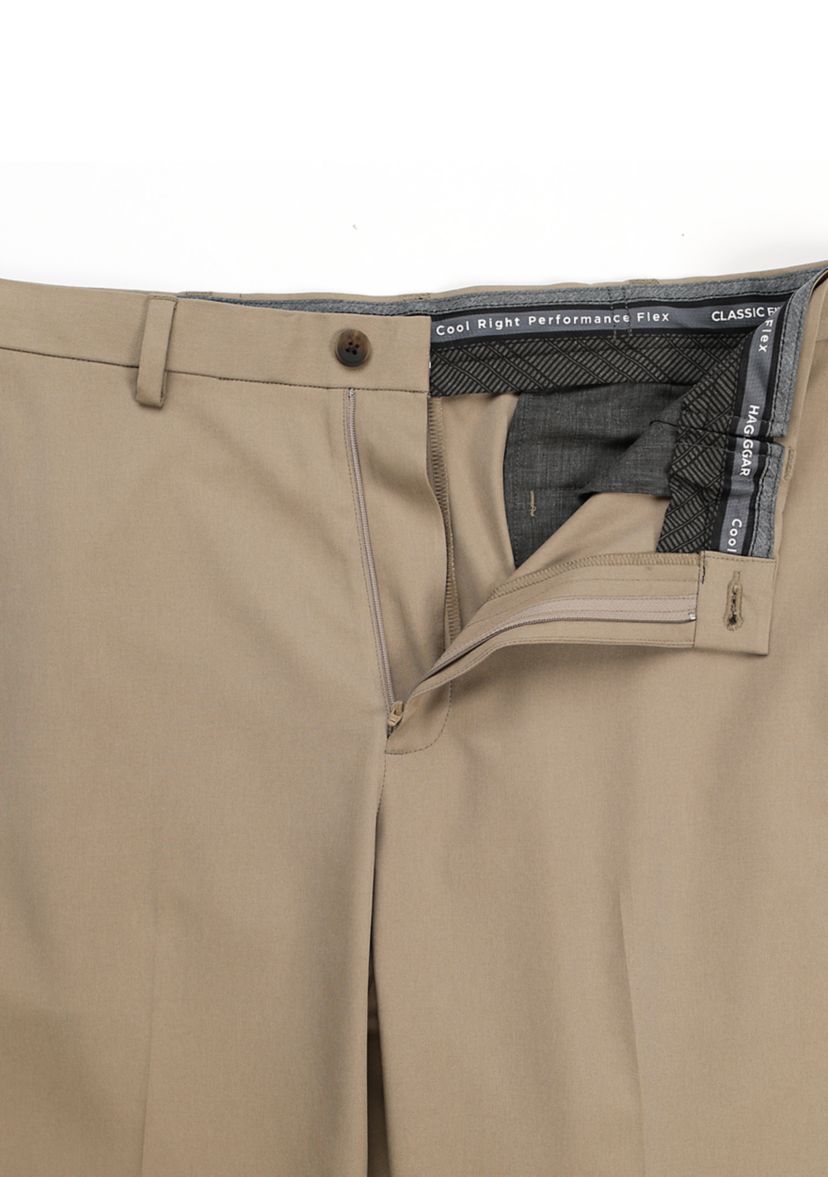 Mens Cool Right Performance Flex Solid Classic Fit Flat Front Pants