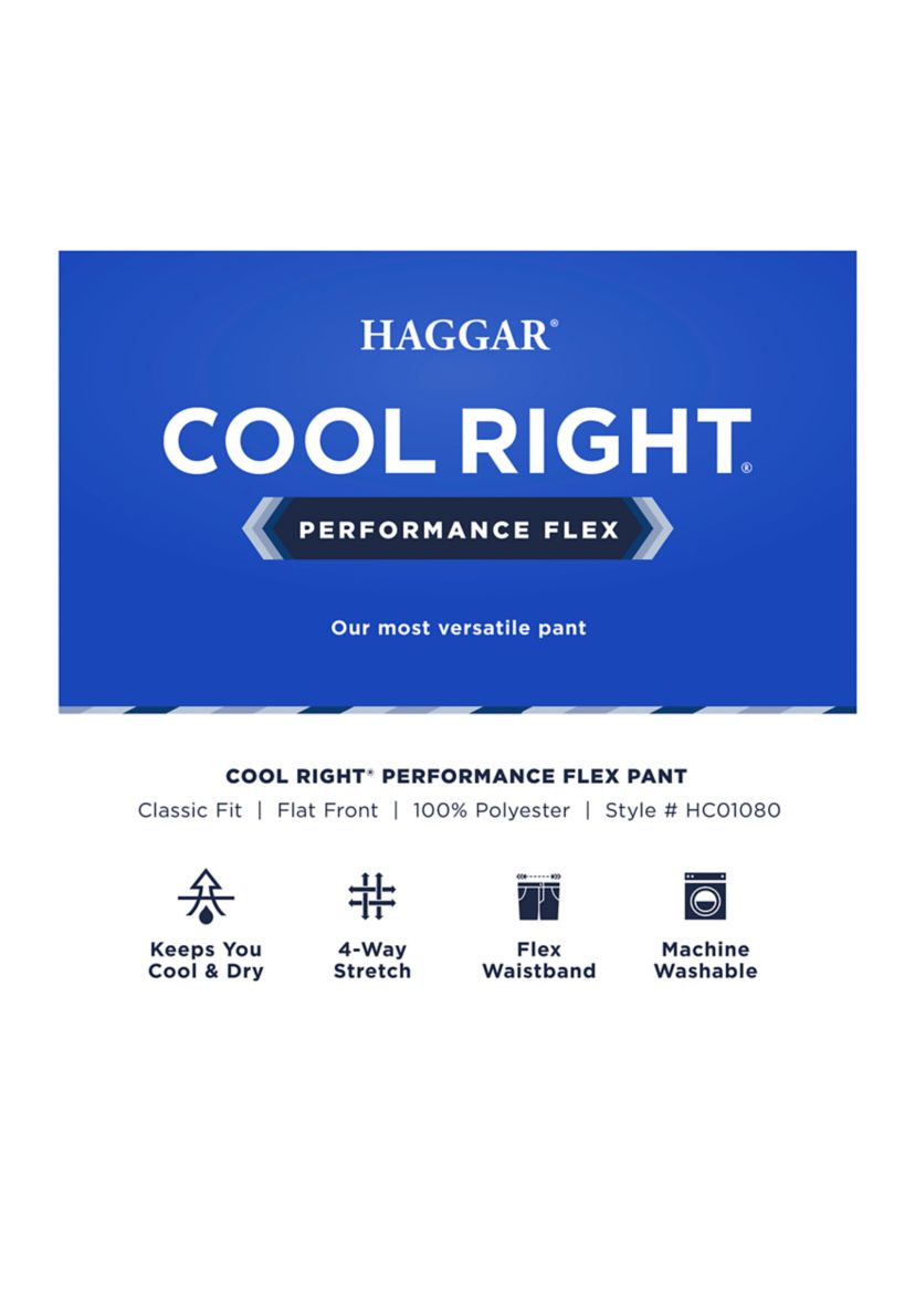 Mens Cool Right Performance Flex Solid Classic Fit Flat Front Pants