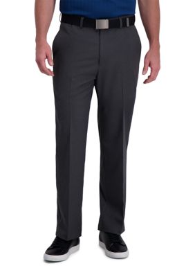 Haggar Men's Cool Right Classic Fit Flat Front Pant, Grey, 42 x 30