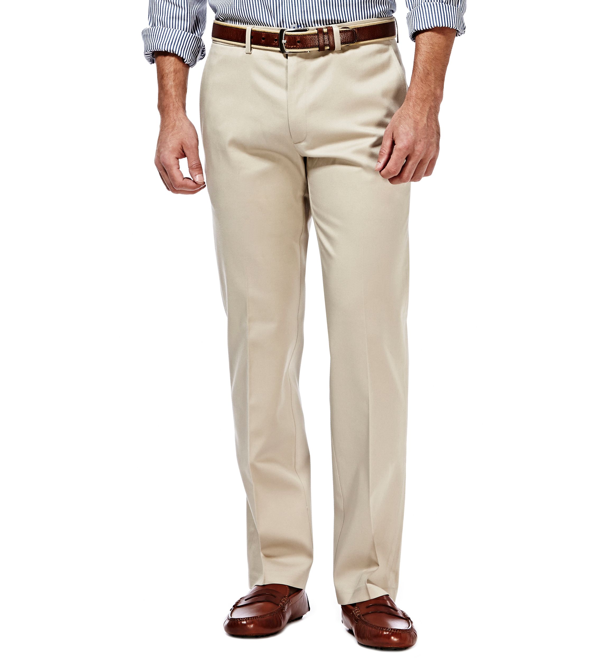 Premium Stretch No Iron Khaki Straight Fit Flat Front Pants