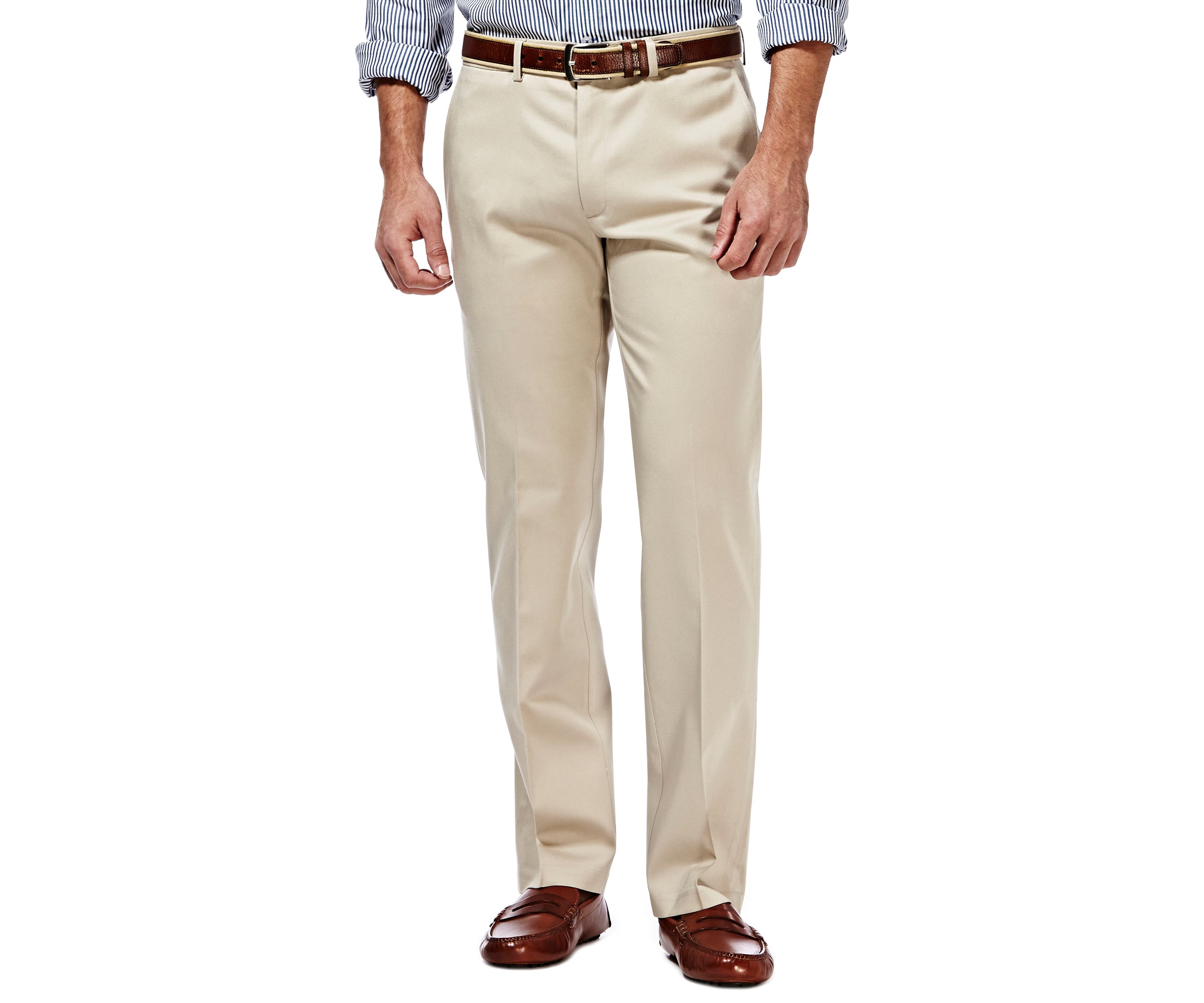 Premium Stretch No Iron Khaki Straight Fit Flat Front Pants