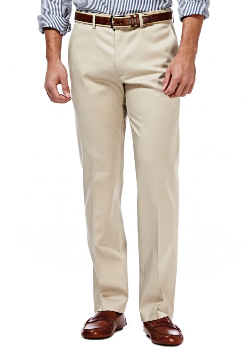 Premium Stretch No Iron Khaki Straight Fit Flat Front Pants