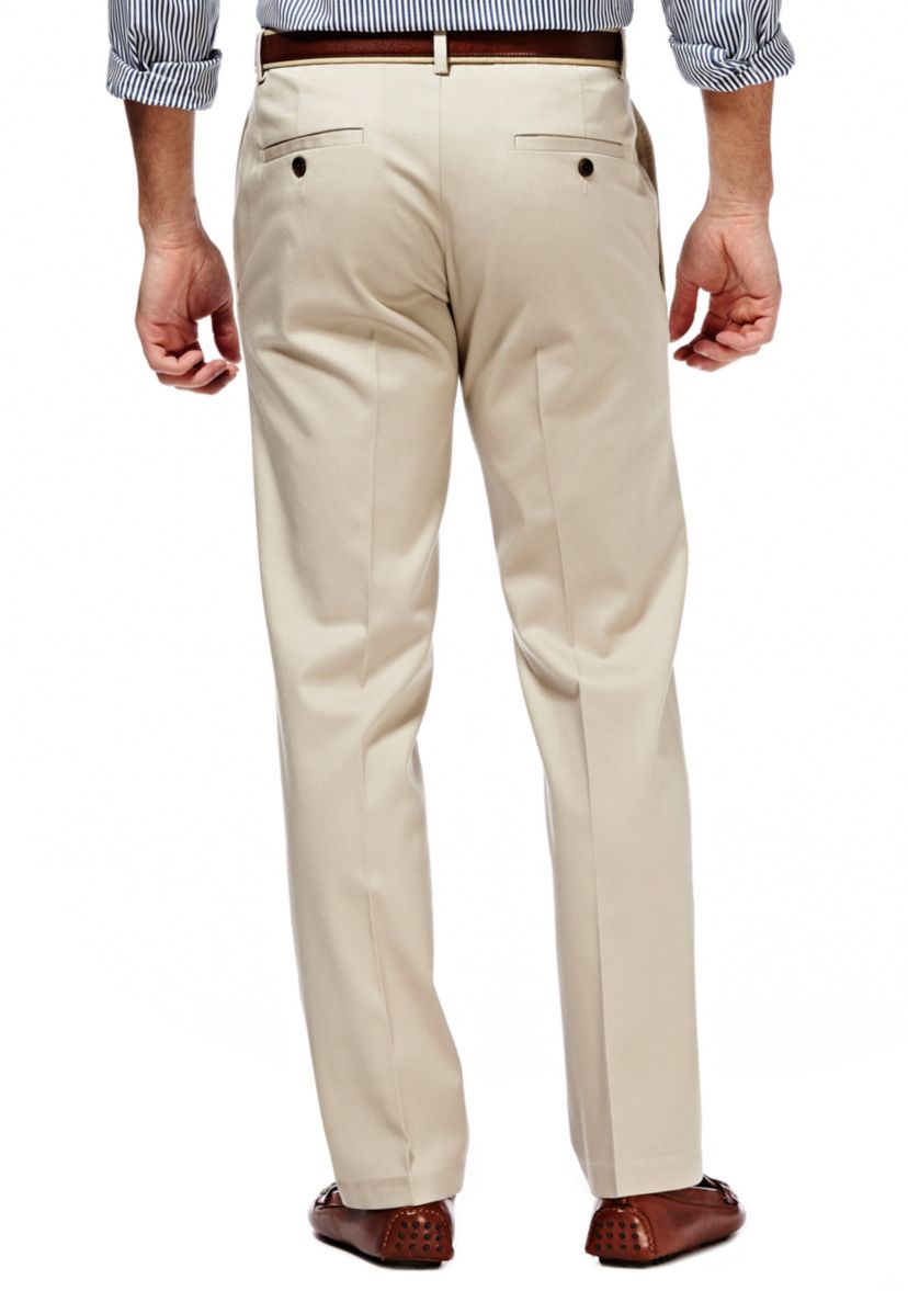Premium Stretch No Iron Khaki Straight Fit Flat Front Pants