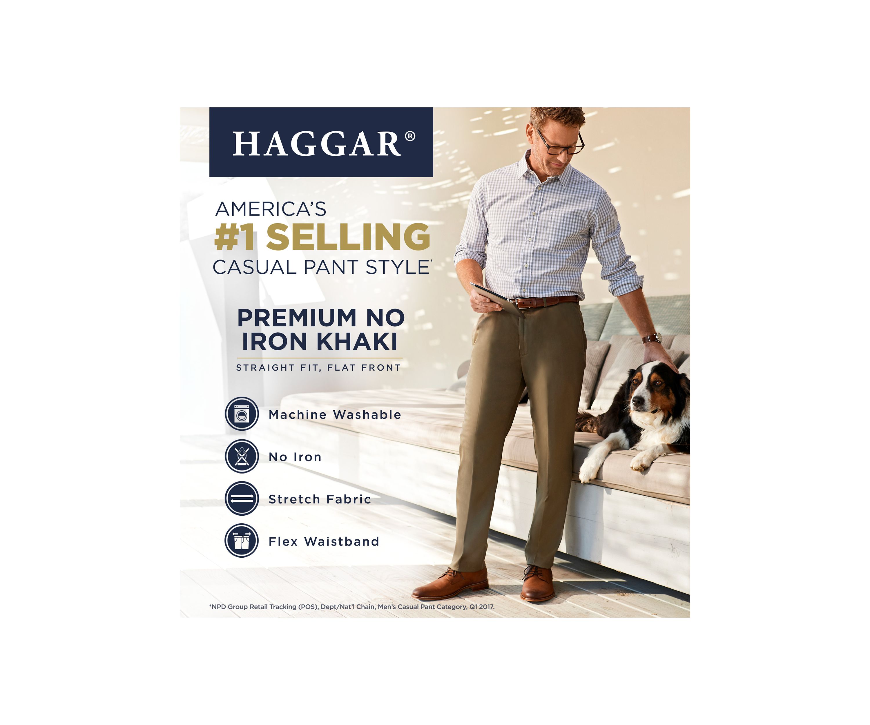 Premium Stretch No Iron Khaki Straight Fit Flat Front Pants