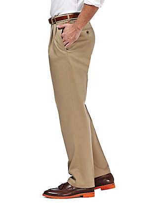 NWT $55 Mens Haggar Expandable Waist Premium No Iron Khaki Classic Fit Pants 