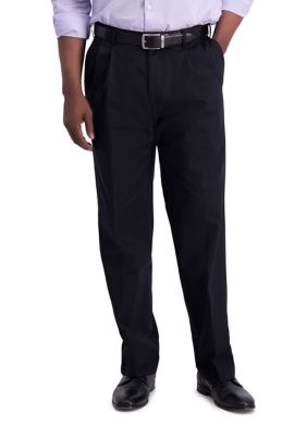Men's Iron Free Premium Khaki Classic Fit Pleat Front Hidden Comfort Waistband Casual Pants