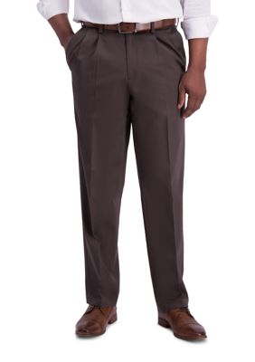 Haggar Men's Iron Free Premium Khaki Classic Fit Pleat Front Hidden Comfort Waistband Casual Pants, 44 x 32