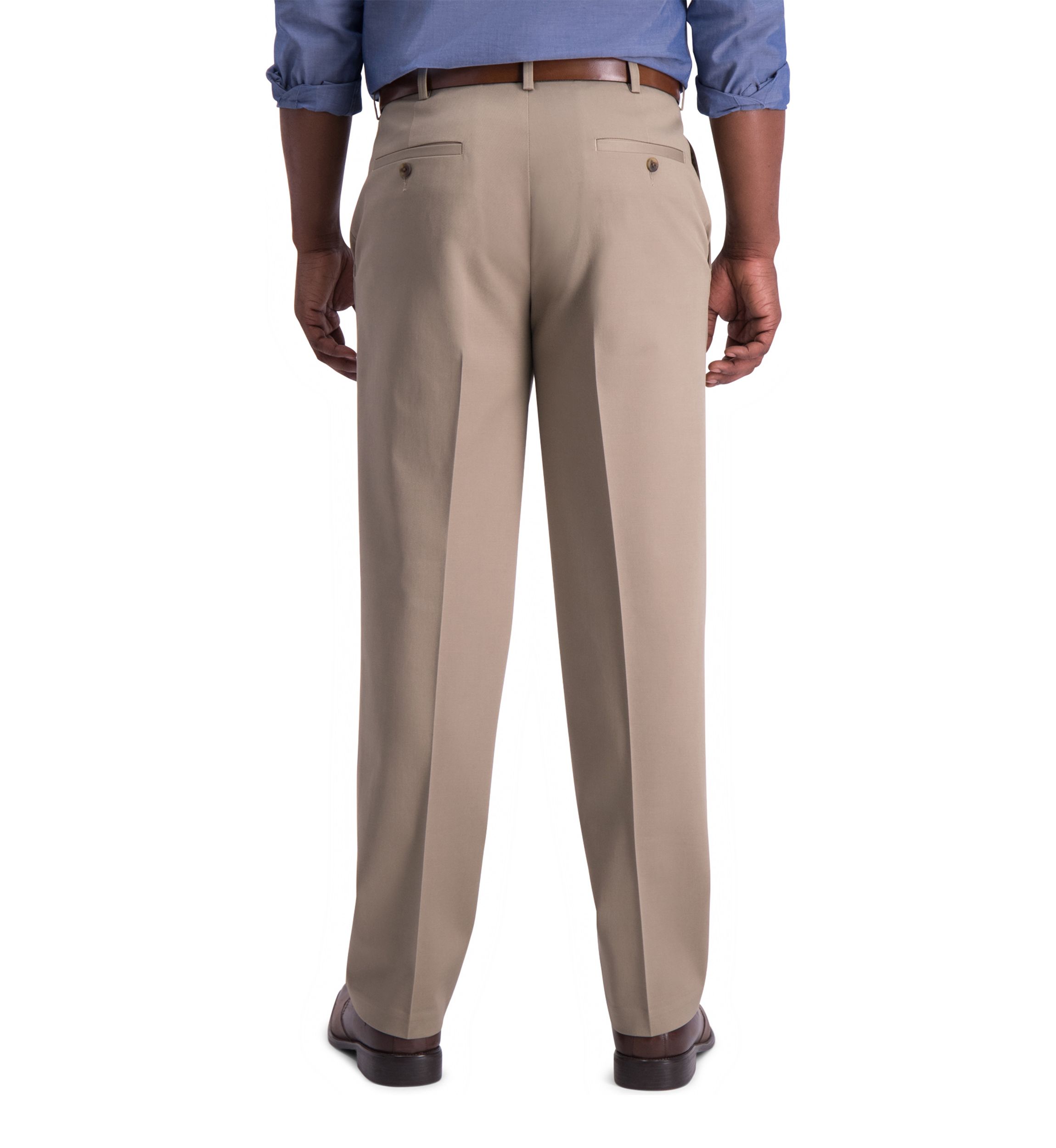 Mens Iron Free Premium Khaki Classic Fit Pleat Front Hidden Comfort Waistband Casual Pants