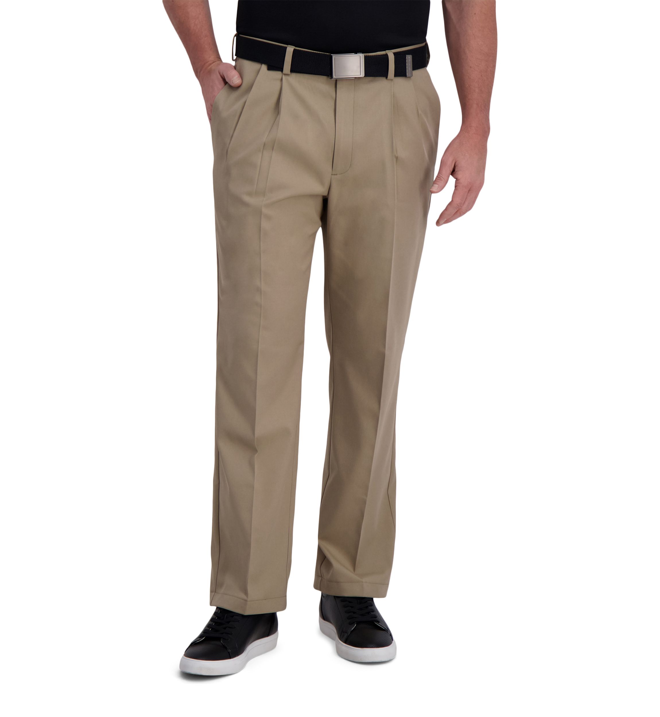 Mens Cool Right Performance Flex Solid Classic Fit Pleat Pants