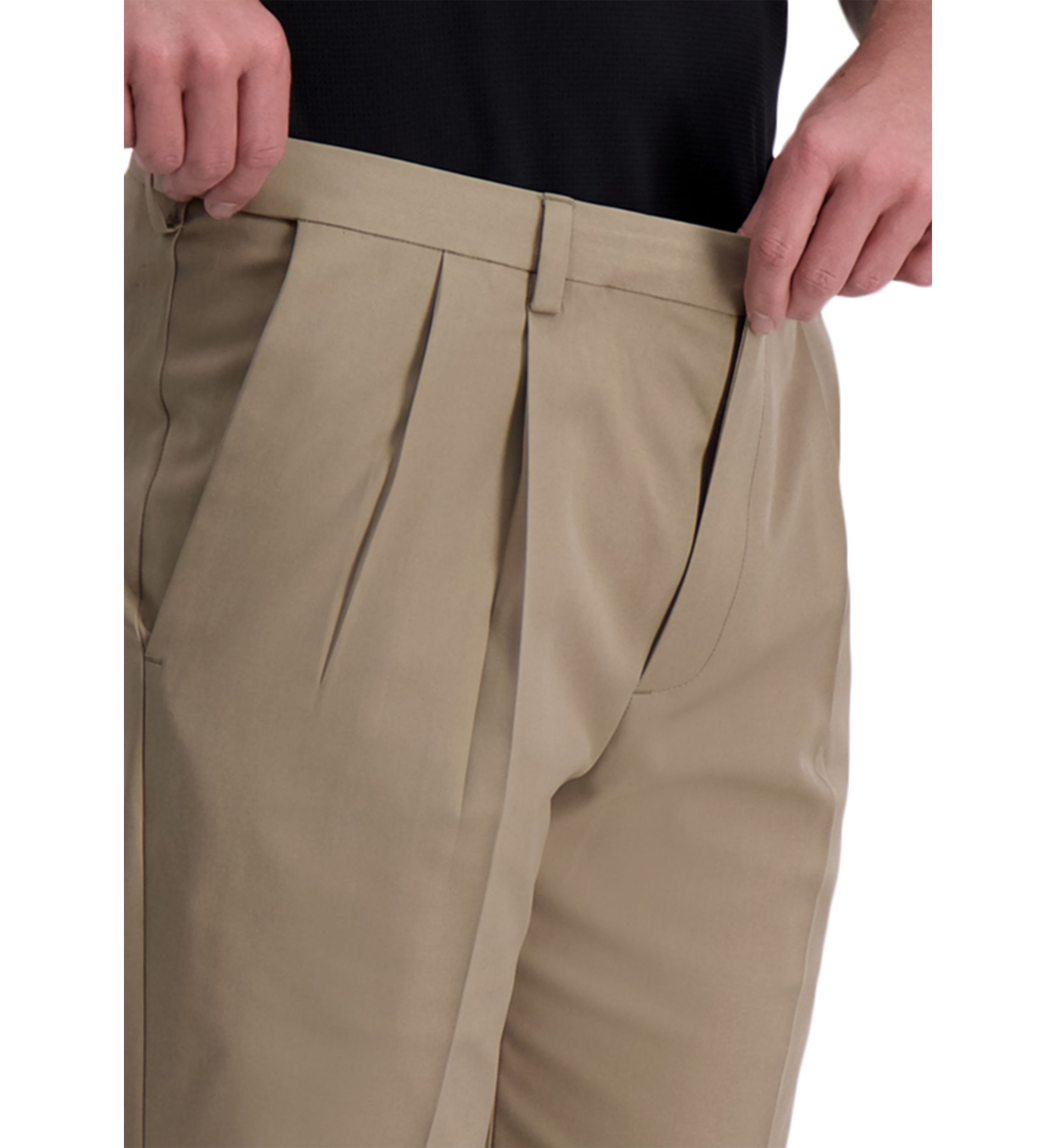 Mens Cool Right Performance Flex Solid Classic Fit Pleat Pants