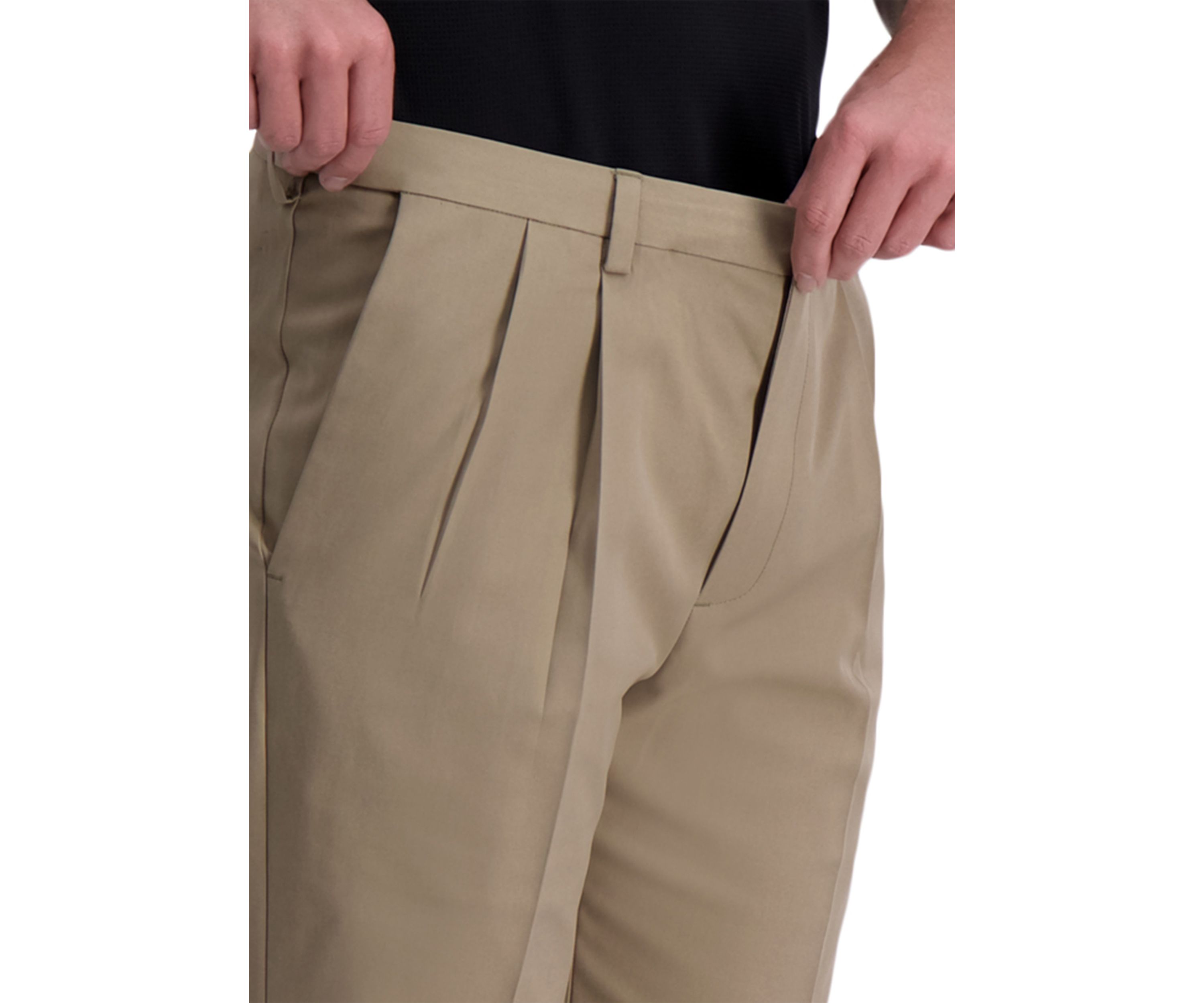 Mens Cool Right Performance Flex Solid Classic Fit Pleat Pants