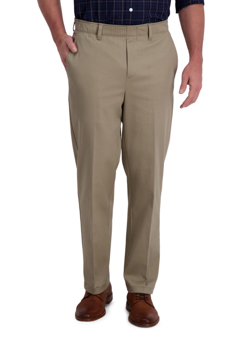 Iron Free Premium Khaki Full Elastic Classic Fit Flat Front Pants