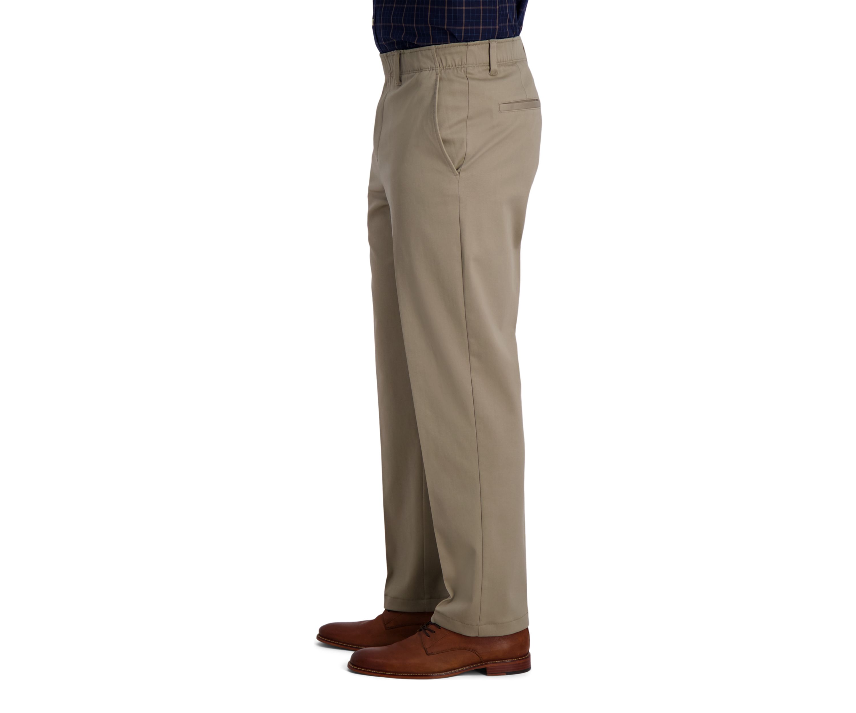 Iron Free Premium Khaki Full Elastic Classic Fit Flat Front Pants