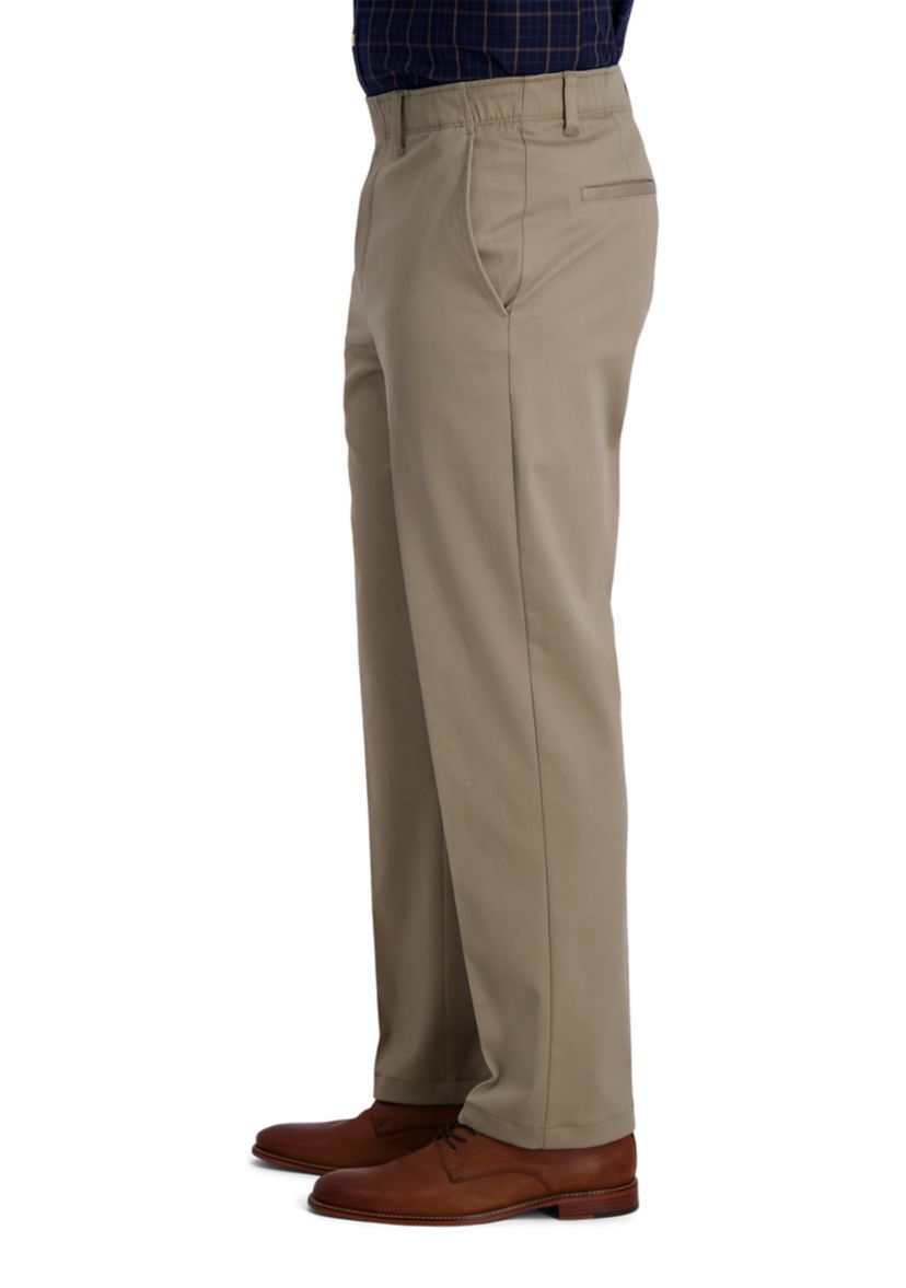 Iron Free Premium Khaki Full Elastic Classic Fit Flat Front Pants