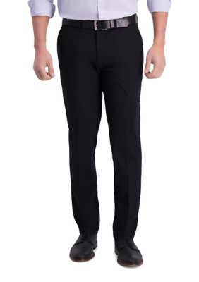 Men's Iron Free Premium Khaki Slim Straight Fit Flat Front Hidden Comfort Waistband Casual Pants