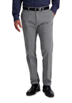 Haggar Men's Iron Free Premium Khaki Slim Straight Fit Flat Front Hidden Comfort Waistband Casual Pants, Gray, 38 x 29