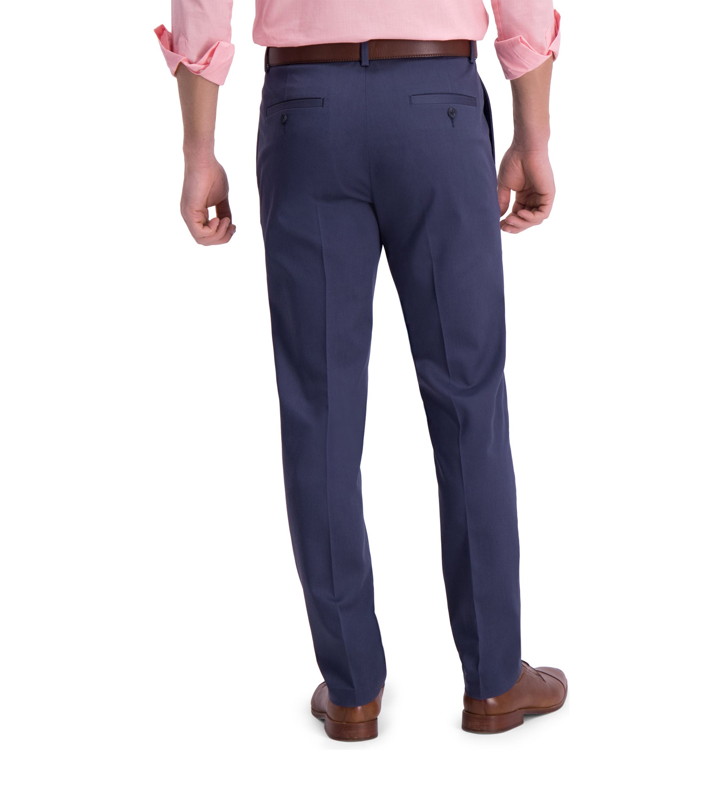 Mens Iron Free Premium Khaki Slim Straight Fit Flat Front Hidden Comfort Waistband Casual Pants