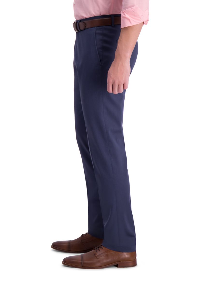 Mens Iron Free Premium Khaki Slim Straight Fit Flat Front Hidden Comfort Waistband Casual Pants