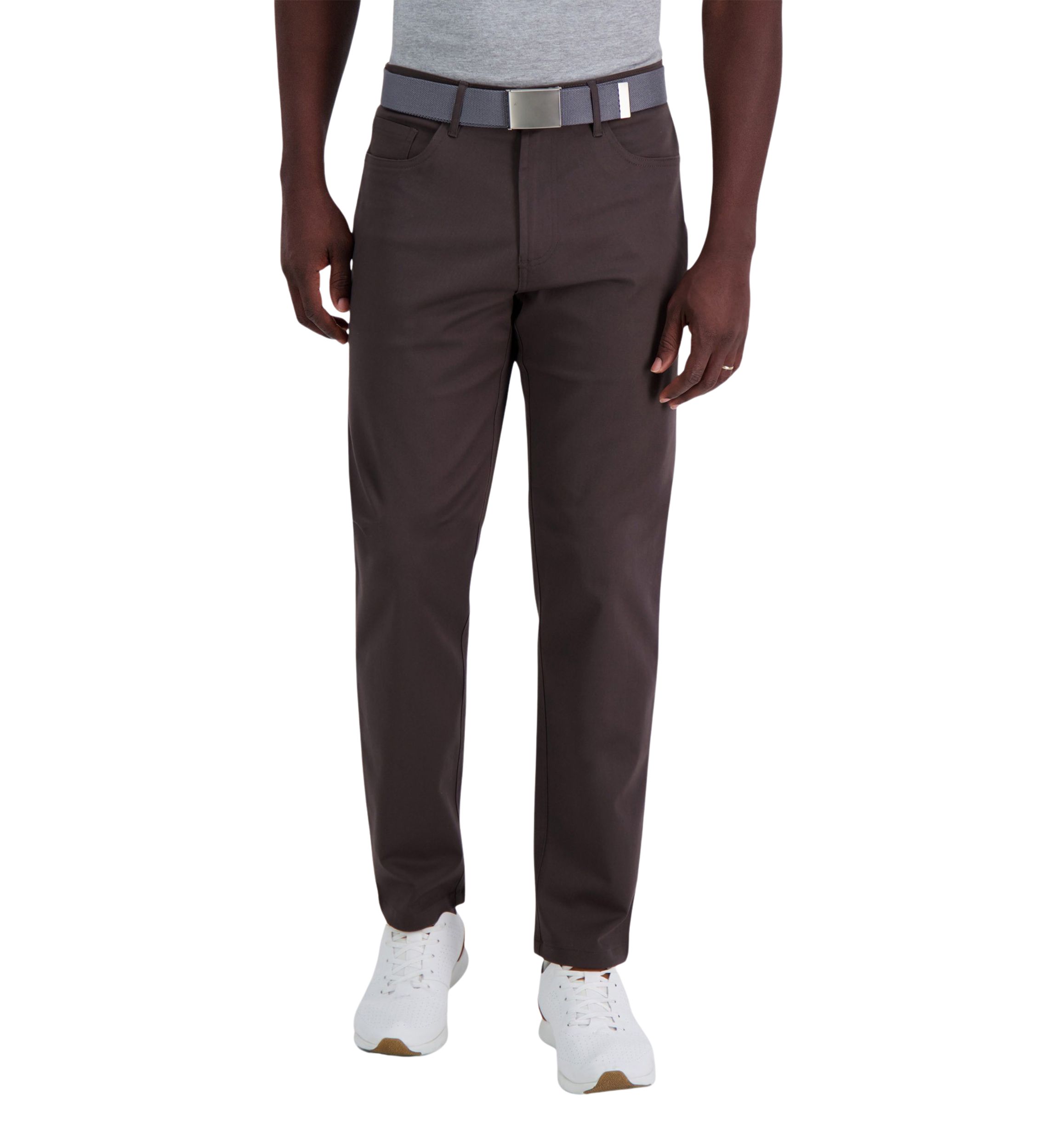 Iron Free Premium Solid 5 Pocket Straight Fit Flat Front Pants
