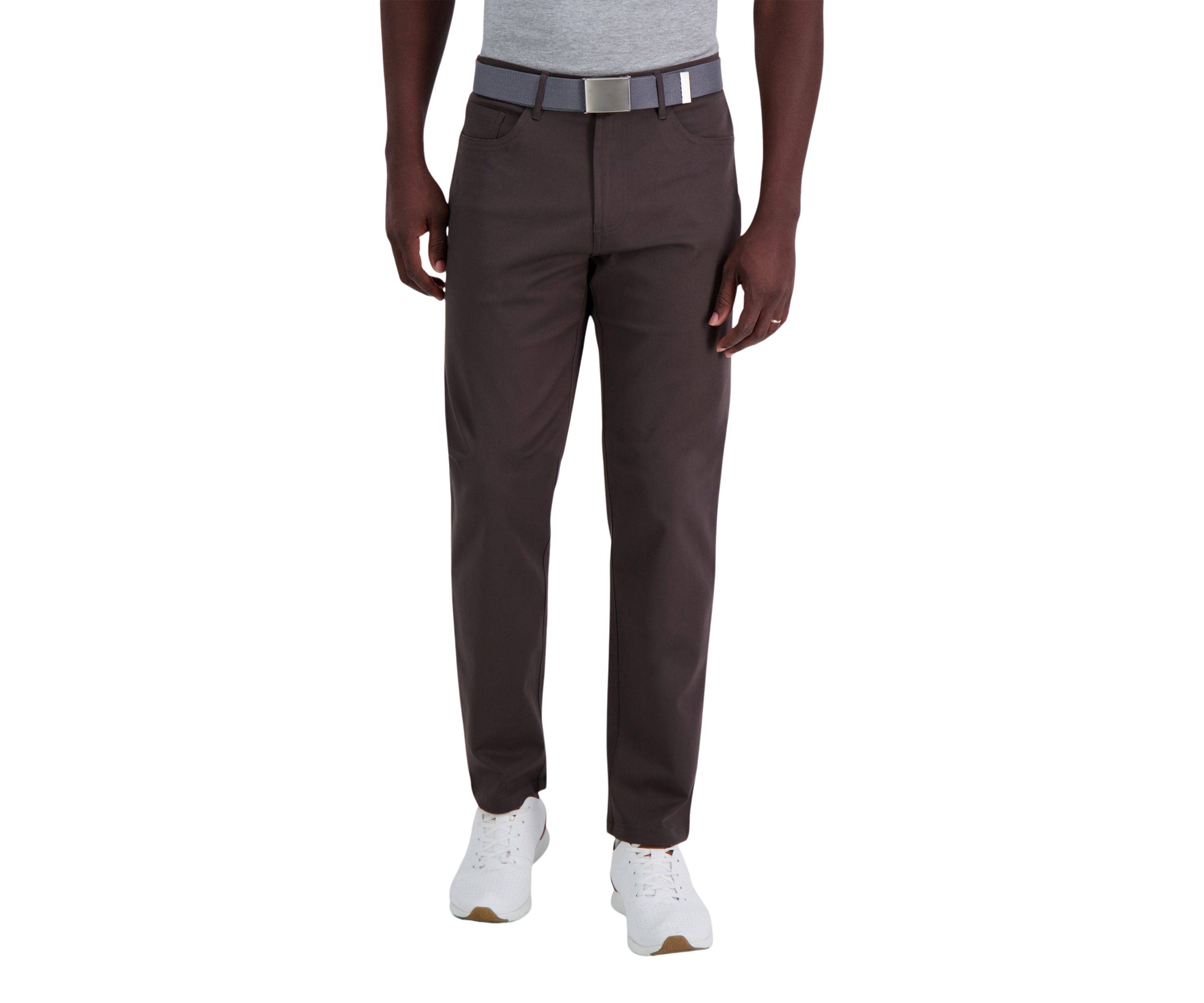 Iron Free Premium Solid 5 Pocket Straight Fit Flat Front Pants