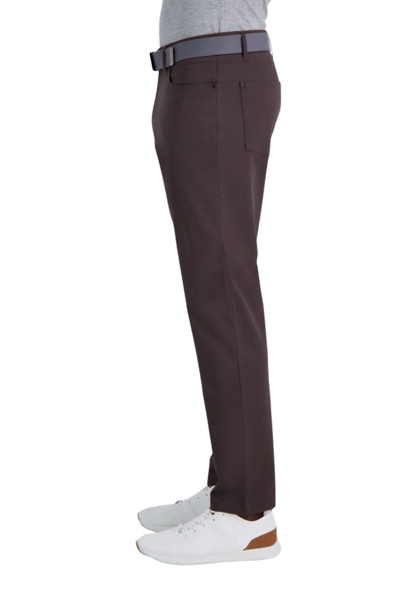 Iron Free Premium Solid 5 Pocket Straight Fit Flat Front Pants
