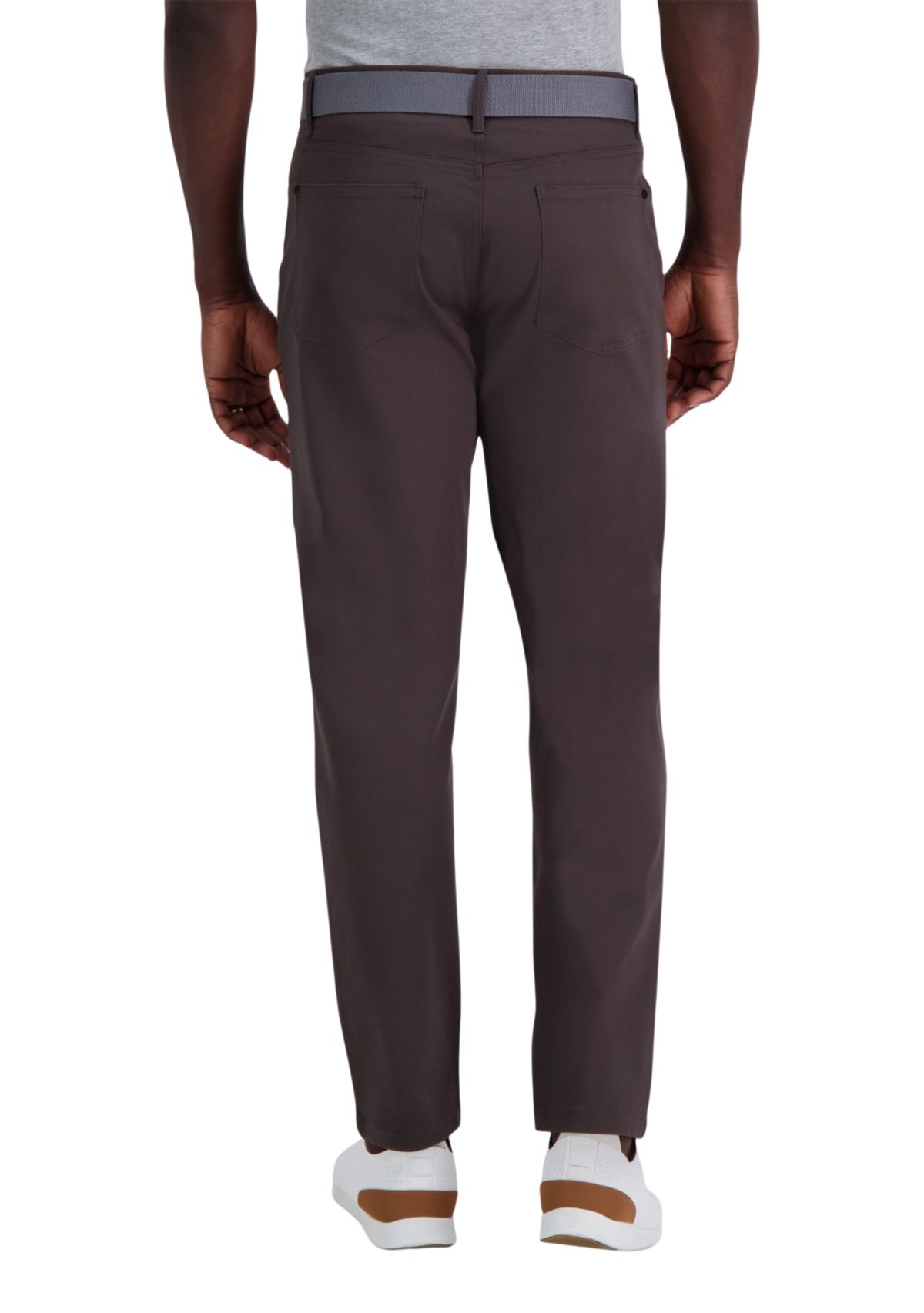 Iron Free Premium Solid 5 Pocket Straight Fit Flat Front Pants