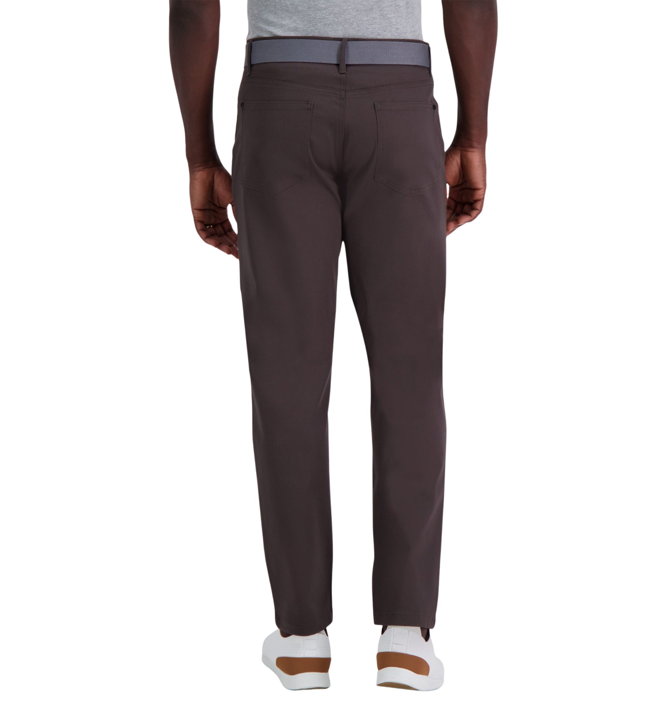Iron Free Premium Solid 5 Pocket Straight Fit Flat Front Pants