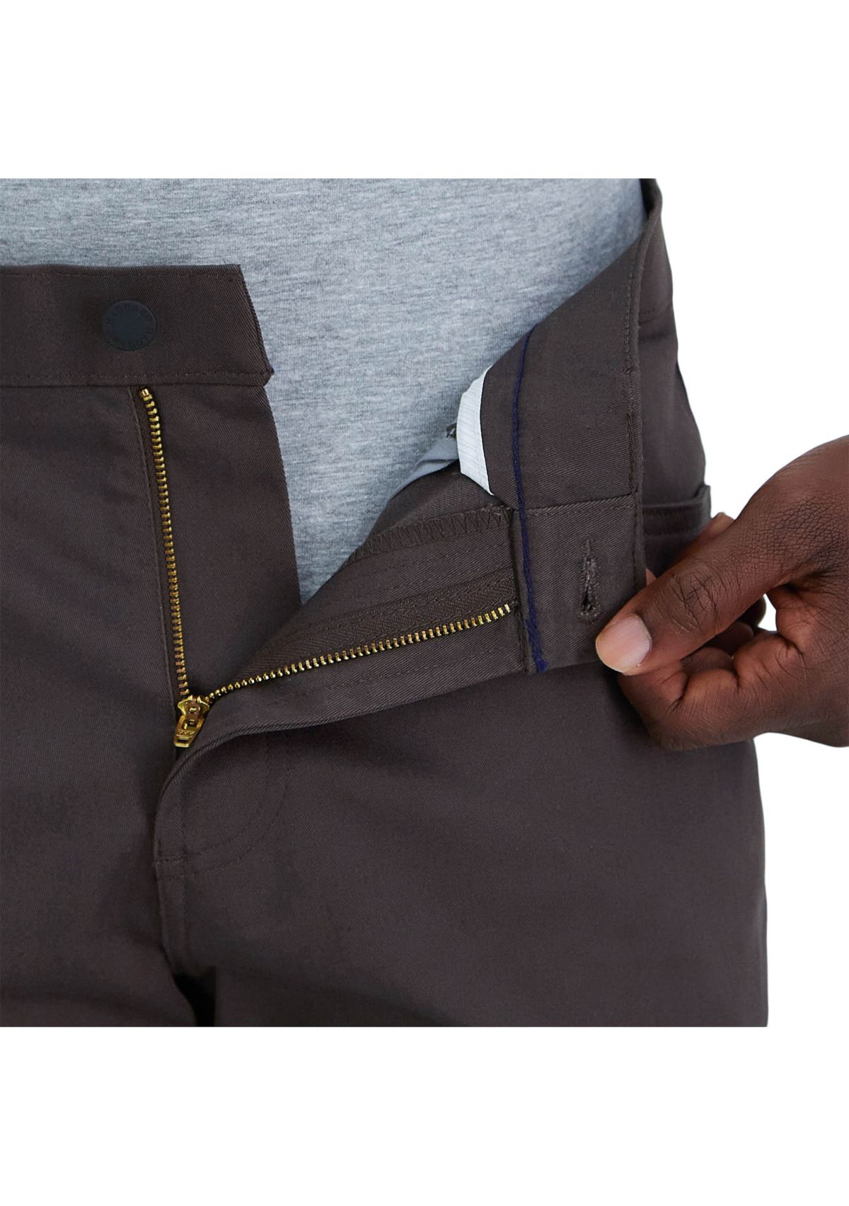 Iron Free Premium Solid 5 Pocket Straight Fit Flat Front Pants