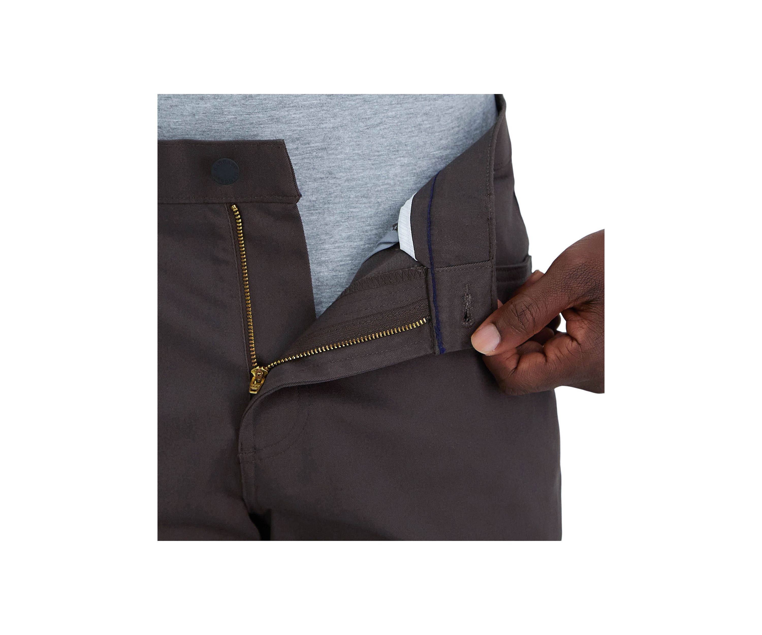 Iron Free Premium Solid 5 Pocket Straight Fit Flat Front Pants