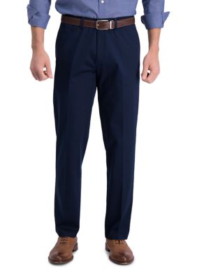 Haggar Men's Iron Free Premium Khaki Classic Fit Pant, Navy Blue, 42 x 32