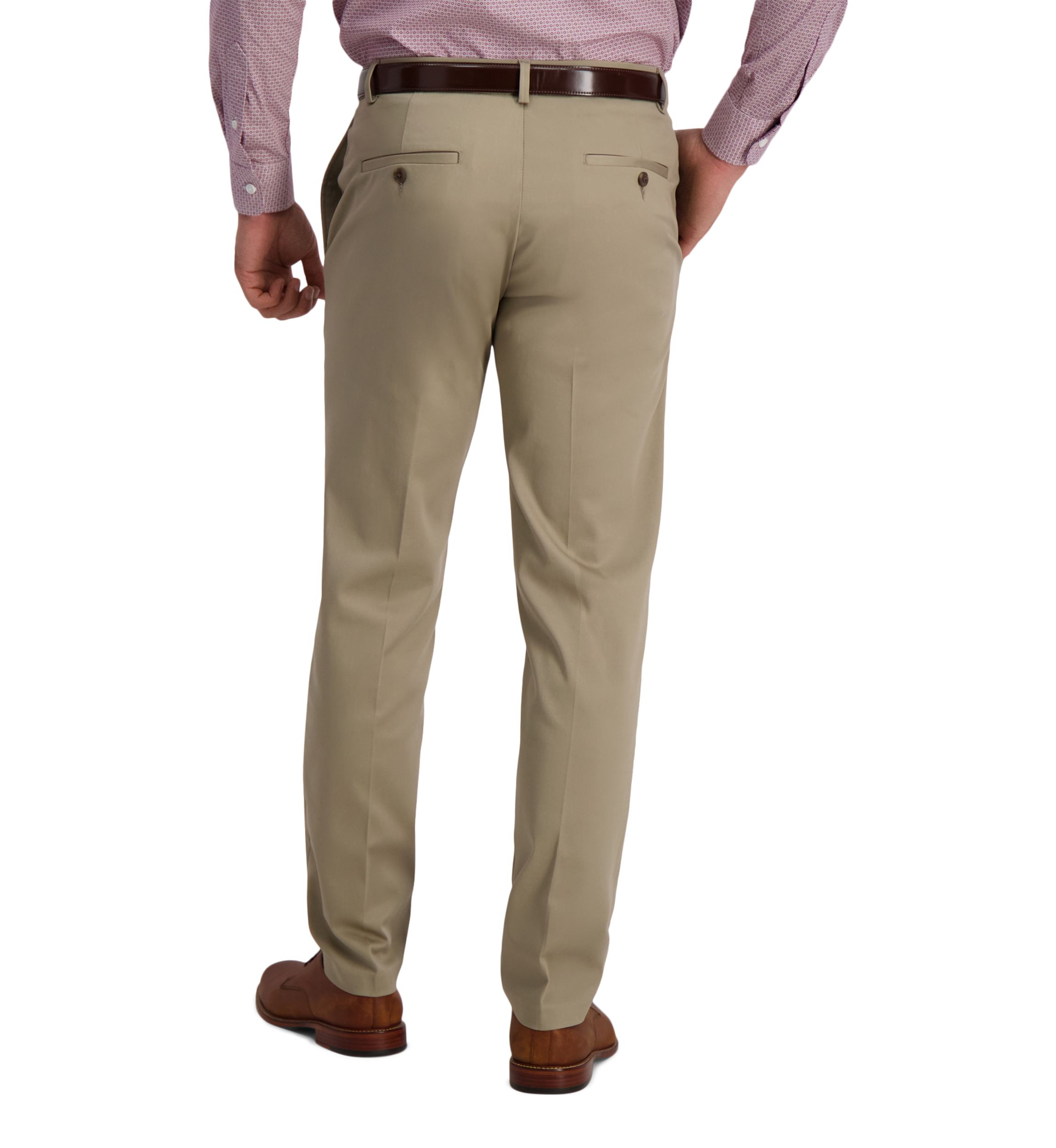 Mens Iron Free Premium Khaki Straight Fit Flat Front Hidden Comfort Waistband Casual Pants