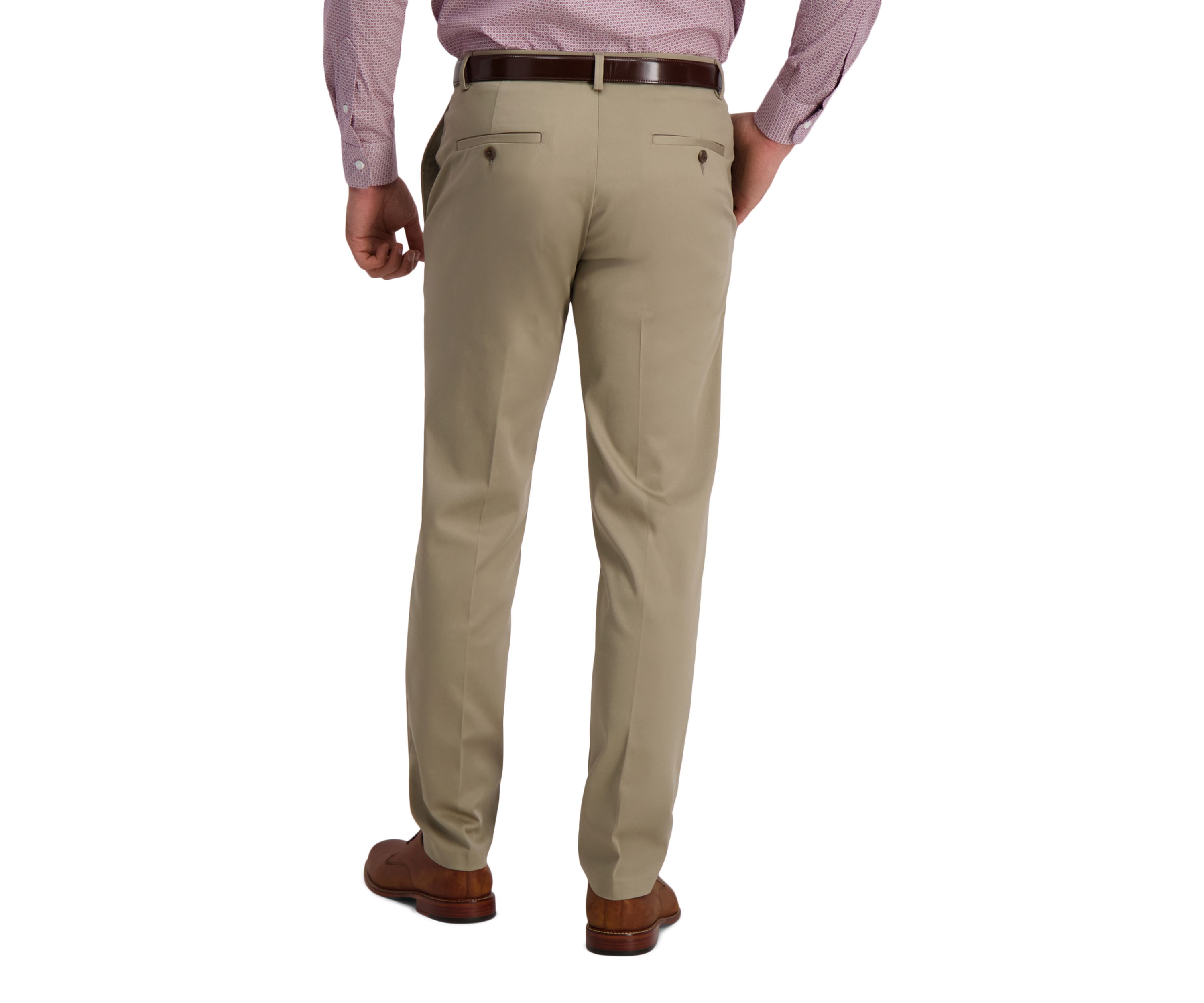 Mens Iron Free Premium Khaki Straight Fit Flat Front Hidden Comfort Waistband Casual Pants