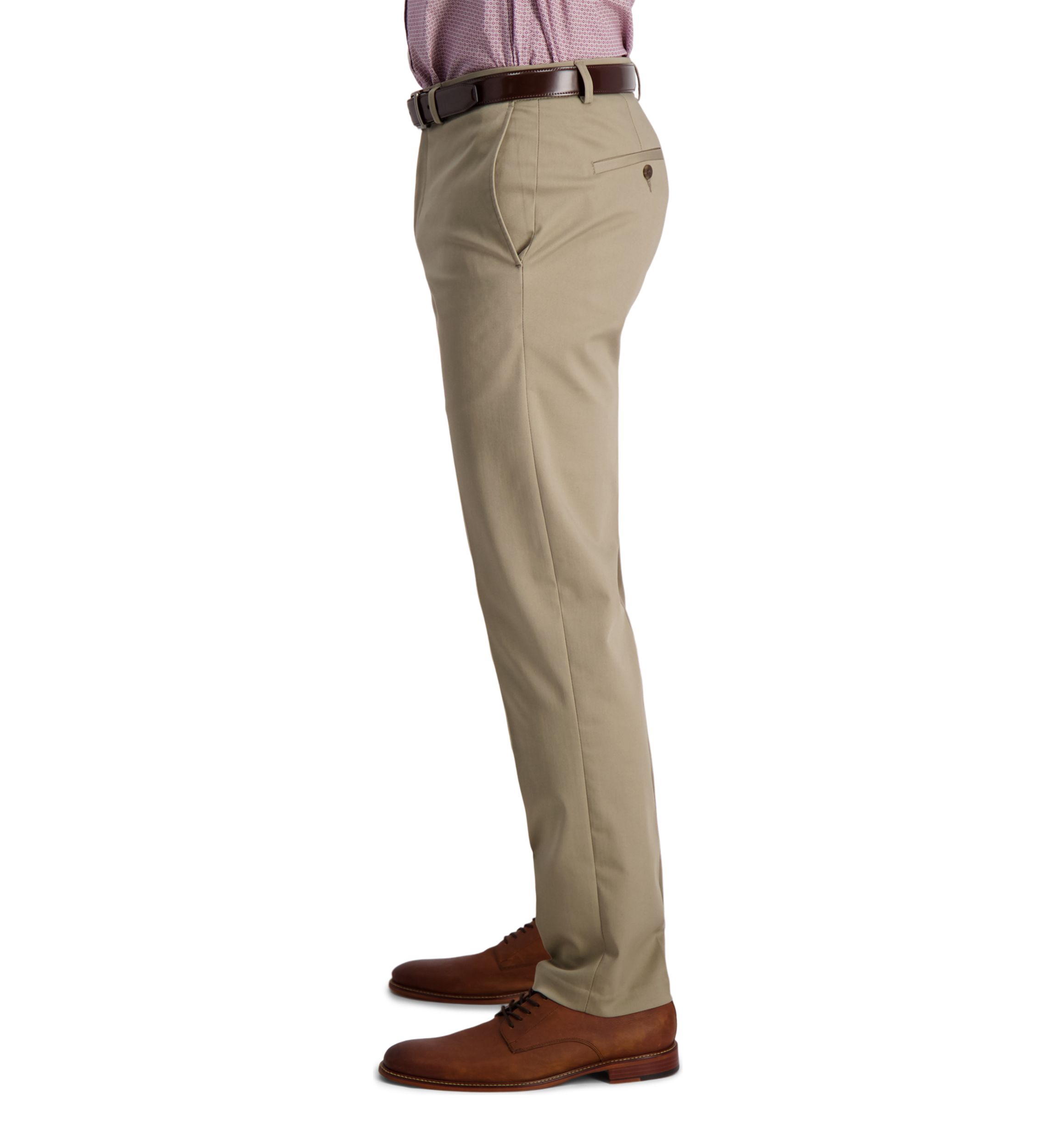 Mens Iron Free Premium Khaki Straight Fit Flat Front Hidden Comfort Waistband Casual Pants
